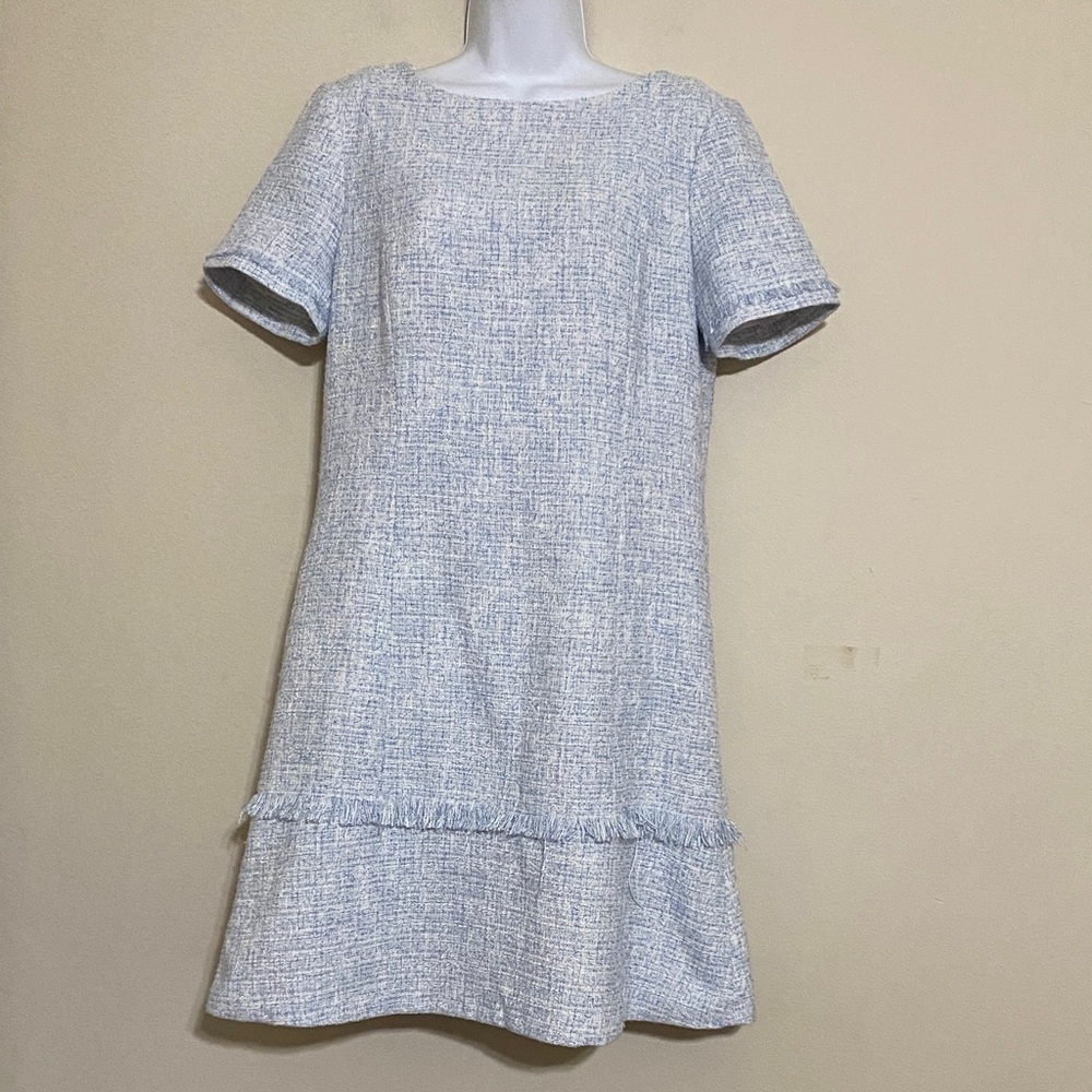 Preston & York Cream dress women 10 tweed event casual office party retro Bleu